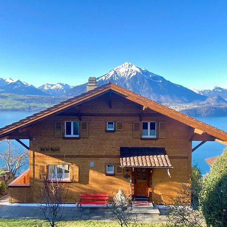 Chalet Egglen "Typical Swiss House, Best Views, Private Jacuzzi" Sigriswil Ngoại thất bức ảnh