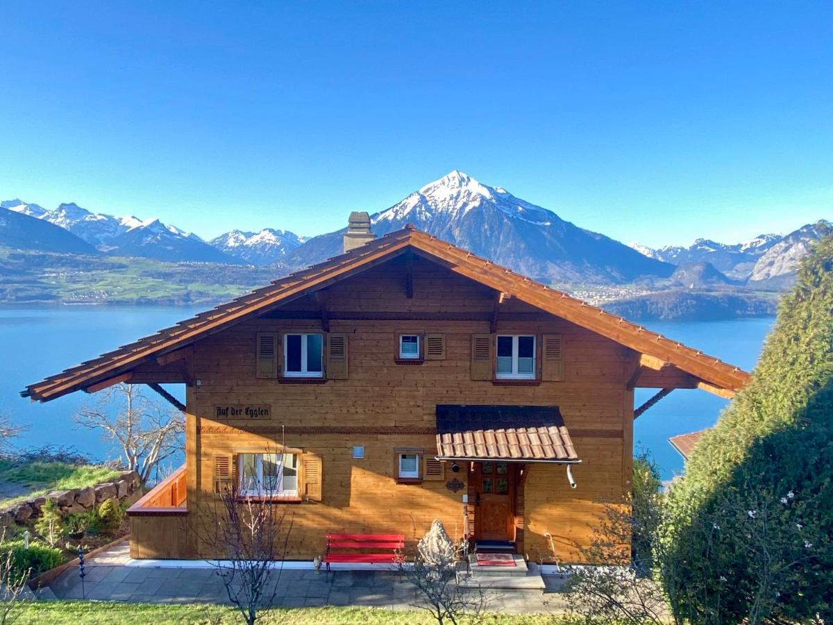 Chalet Egglen "Typical Swiss House, Best Views, Private Jacuzzi" Sigriswil Ngoại thất bức ảnh