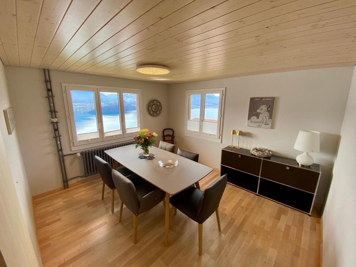Chalet Egglen "Typical Swiss House, Best Views, Private Jacuzzi" Sigriswil Ngoại thất bức ảnh