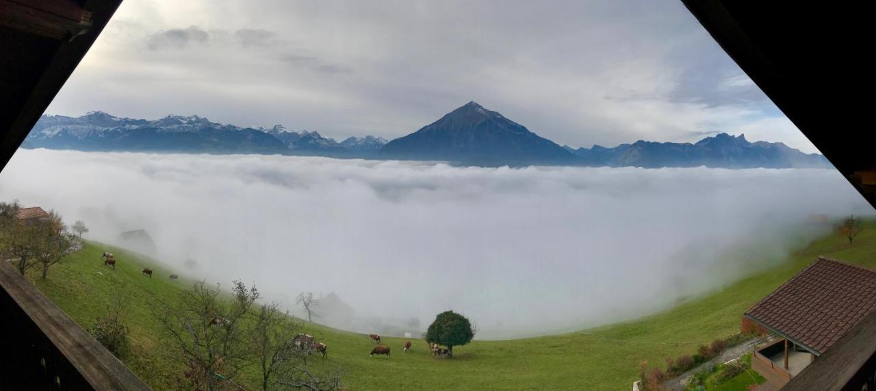 Chalet Egglen "Typical Swiss House, Best Views, Private Jacuzzi" Sigriswil Ngoại thất bức ảnh