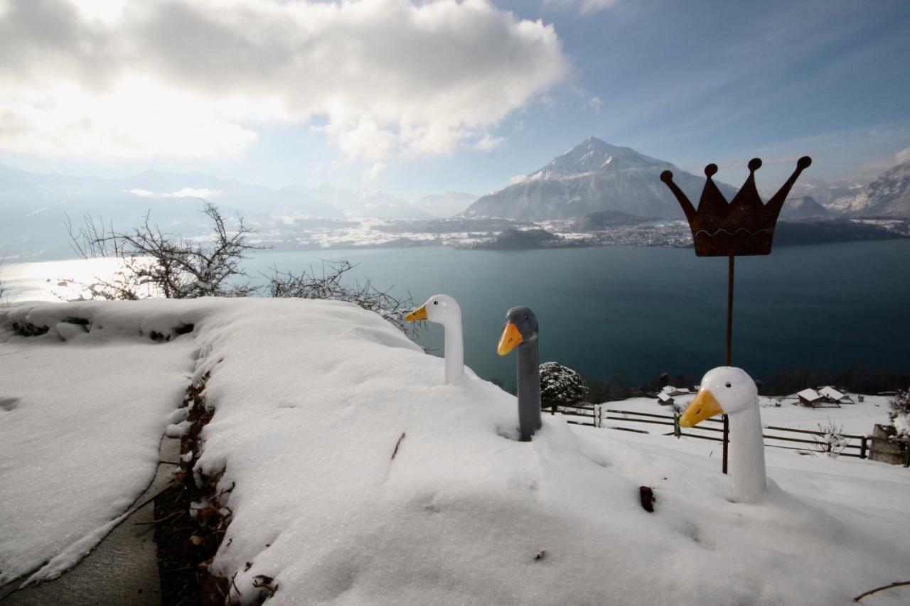 Chalet Egglen "Typical Swiss House, Best Views, Private Jacuzzi" Sigriswil Ngoại thất bức ảnh